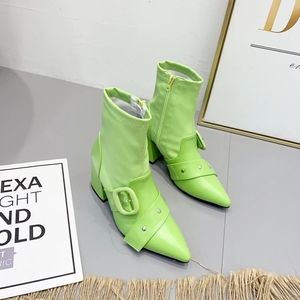 Nwot neon green ankle boots pointy toe